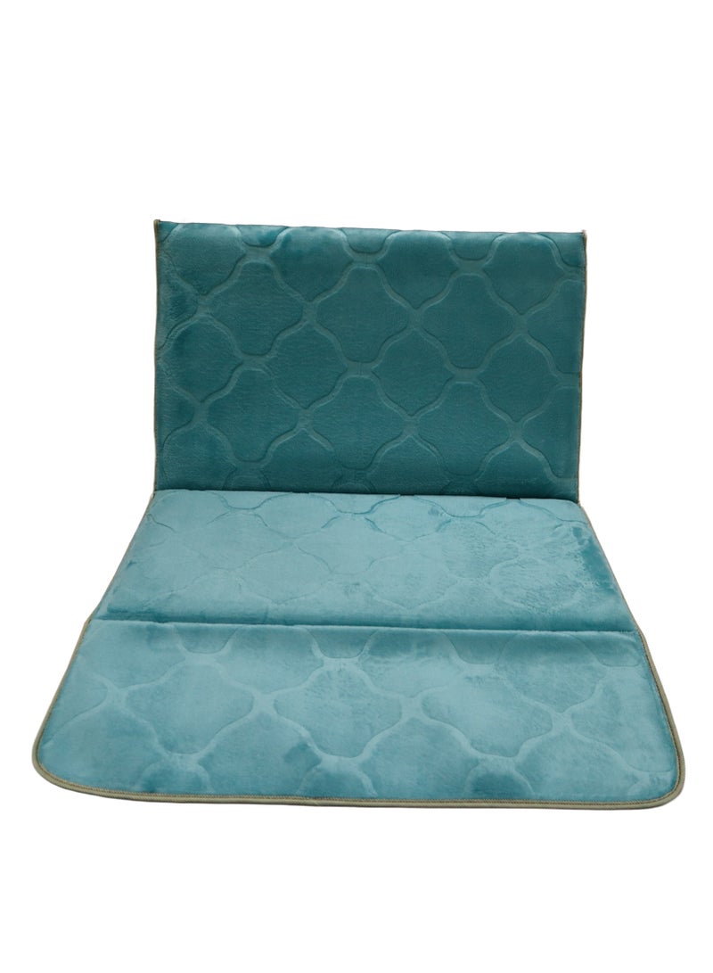 Yuwell Foldable Prayer Mat with Back Support & Carrying Bag, 2-in-1 Prayer Rug Sajadah, Anti-Slip Islamic Salah Mat Soft Velvet Mat 110×65CM for Men & Women, Portable Ramadan & Eid Gift Marine Blue - Image 3